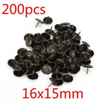 

200pcs 16x15mm Vintage Bronze Iron Upholstery Nails Tacks Studs Pins