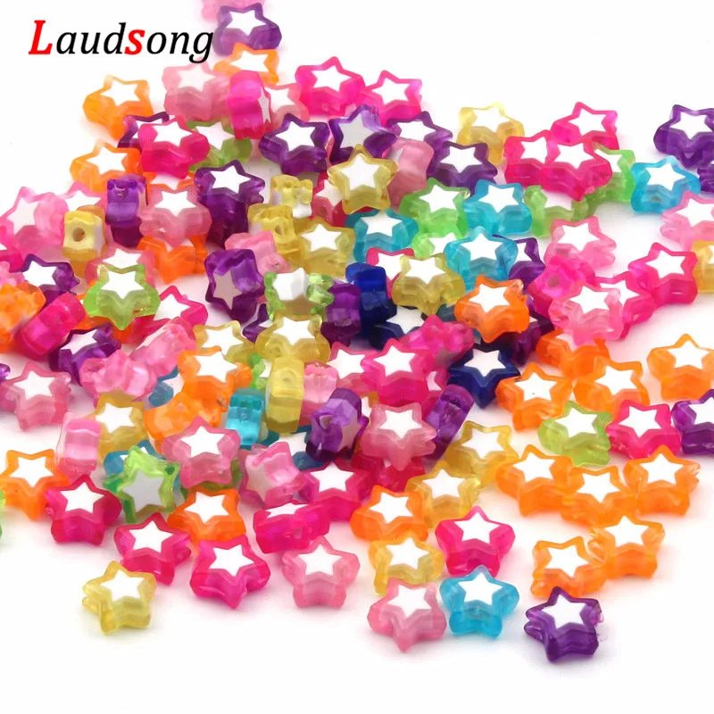 

50pcs/lot 9x10mm Multicolor Star Acrylic Beads For Jewelry Making DIY Necklace Bracelet Spacer Loose Beads Accessories