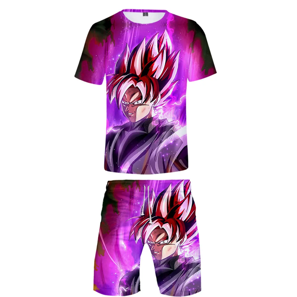DRAGON BALL Z Harajuku 3D Повседневное крутая Мужская 2 комплекта летние популярные кепки в стиле "хип-хоп" Хай-стрит футболка, рубашка+ Комплекты с короткими штанами