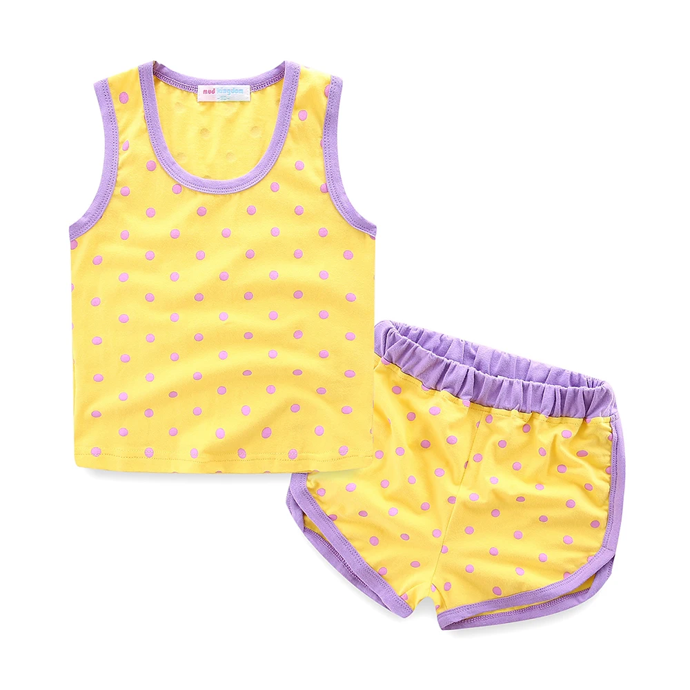 Комплект для маленьких девочек LittleSpring жилет и шорты в горошек без рукавов летняя