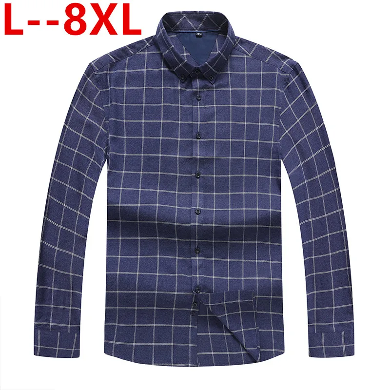8XL 6XL 5XL хлопковая фланелевая мужская клетчатая рубашка приталенная Мужская Повседневная рубашка с длинными рукавами мягкий удобный Воздухопроницаемый высококачественный