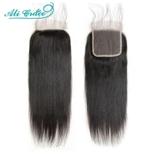 Perruque Lace Closure brésilienne naturelle – Ali Grace, cheveux lisses, Swiss Lace Closure 5x5, 13x4, 18 pouces