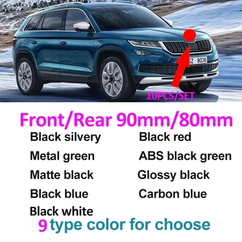 

10PCS abs Black silvery metta 90mm 80mm Hood Front Emblem Trunk Boot Rear Sticker Covers 9CM 8CM for Skoda 32D853621A 5JD853621A