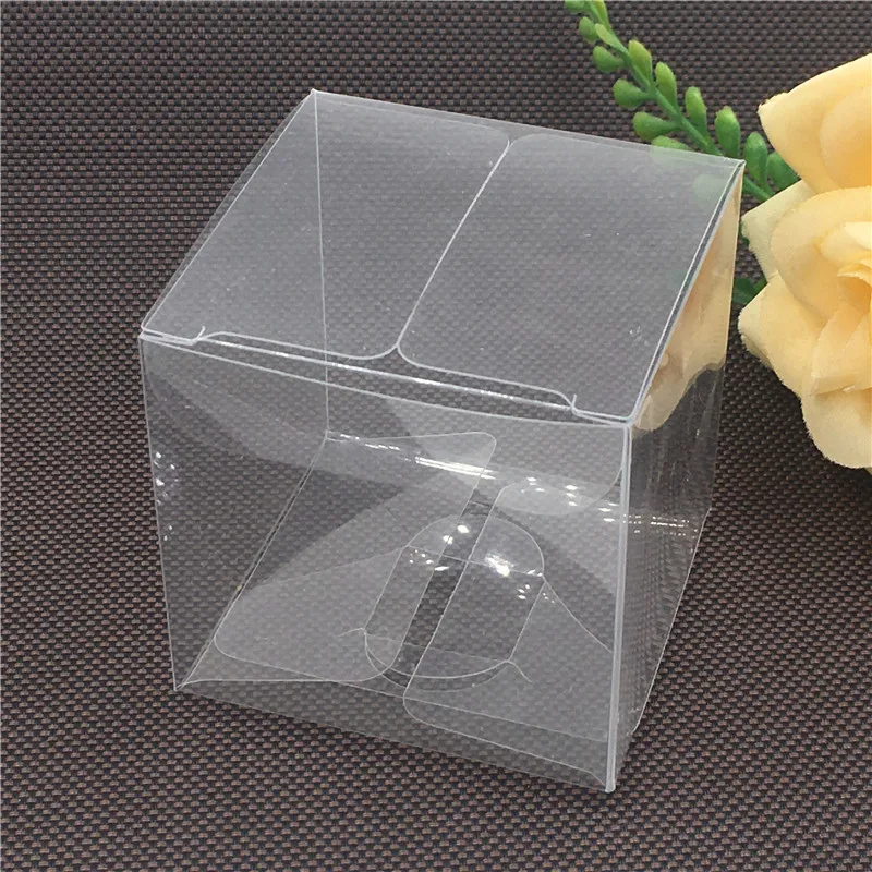 

50Pcs/Lot Transparent Platics Packing Boxes Clear PVC Jewelry Gift Display Case For Candy/Craft/Cake Square Shape Boxes