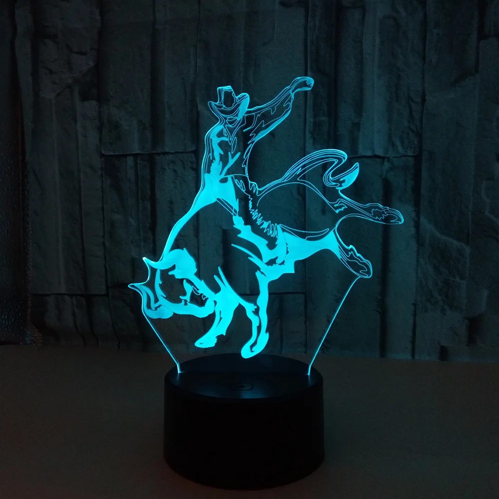 

Bull 3D Colorful Touch Small Night Lamp usb led Stereo Visual Small Night Lamp 3D Visual Stereo Lamp