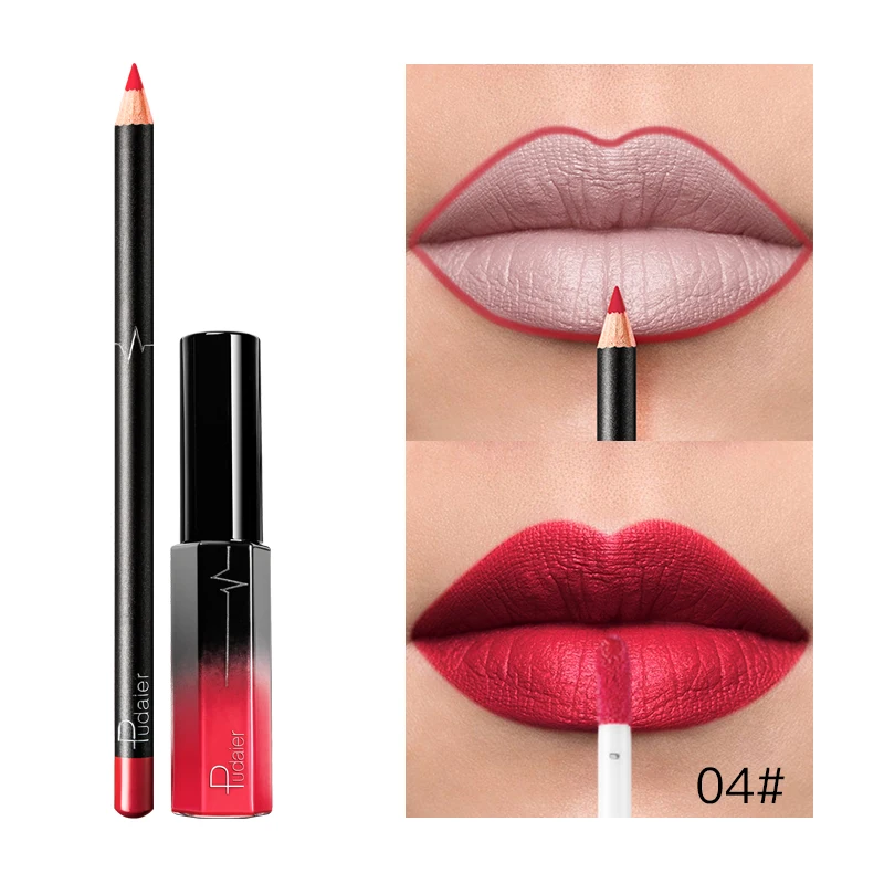 Pudaier Cosmetics 2 шт. бархатная матовая стойкая водостойкая помада, матовая помада для губ, набор, красота, Новое поступление, пигментированные помады - Цвет: 4
