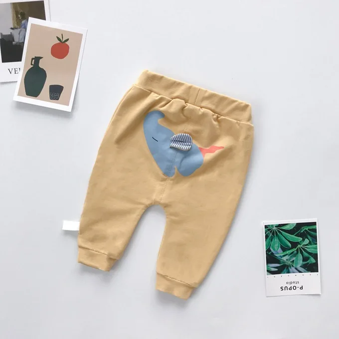 Mini Babe City/детская одежда; сезон осень; повседневные брюки для детей с изображением слона; брюки для малышей; модные детские штаны для кормления