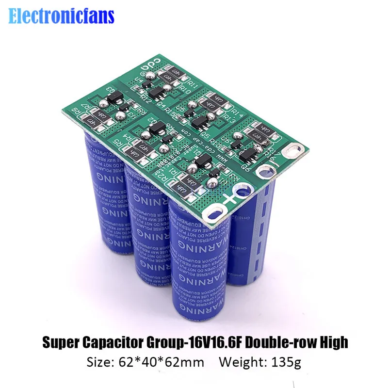 

16V 16.6F Super Farad Capacitor 6PCS/Set 2.7V 100F Super Capacitor with Protection Board Double Row for Car Automotive Rectifier