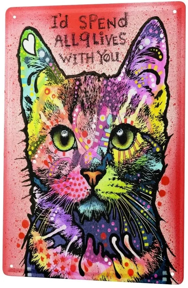 

SINCE 2004 Tin Sign Metal Plate Decorative Sign Home Decor Plaques Ravtive Vet Practice Colorful cat