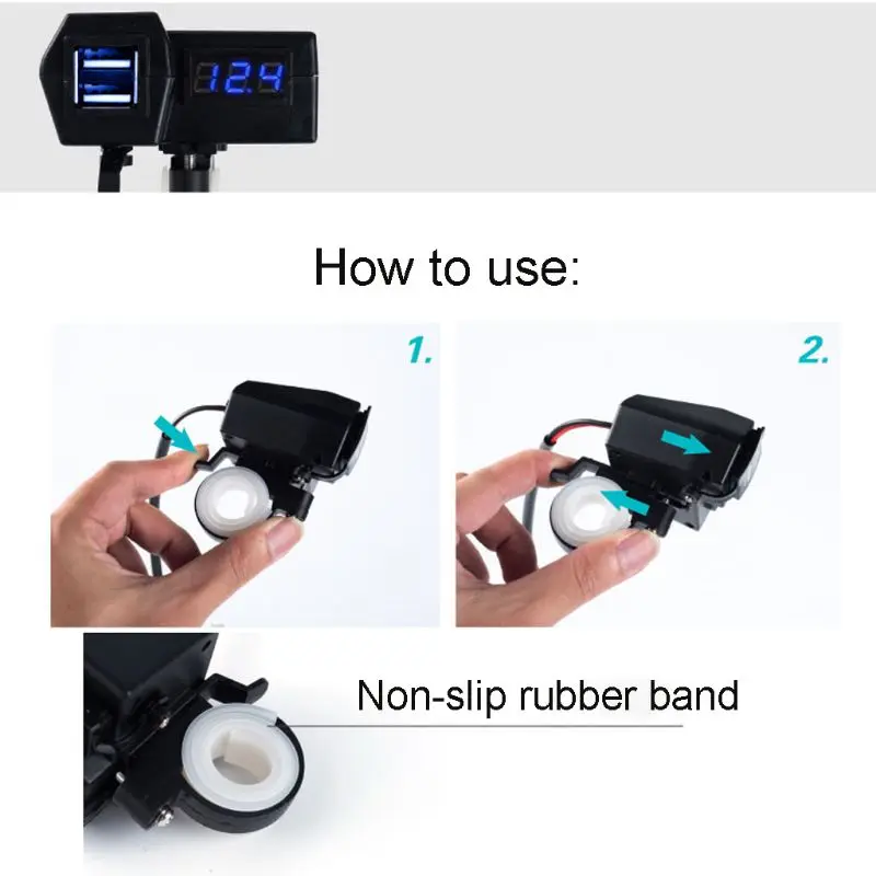 OOTDTY Водонепроницаемый 12V мотоциклов 5V 2.1A Dual USB кабель для мобильного телефона для Зарядное устройство светодиодный вольтметр автомобиля Зарядное устройство