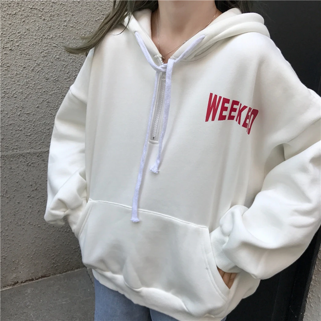 2019 Harajuku зима выходные Толстовка Женская корейский стиль Осенняя мода уличная