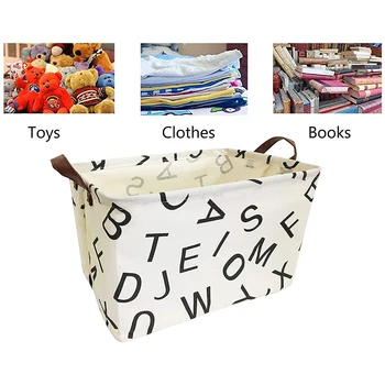 

CYSINCOS Childrens Toy Home Sundries Storage Bucket Household Waterproof Collapsible Storage Basket Bathroom Cotton Linen Hamper