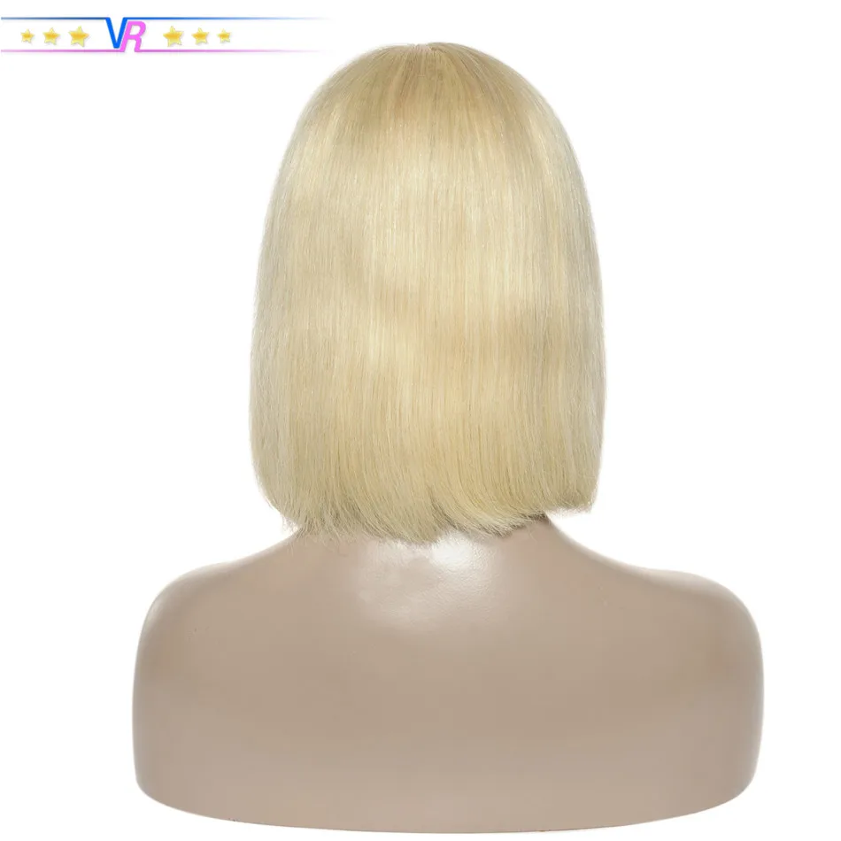 VR Star Quality 180% Density 13x4 Lace Front Wigs Bob Blonde Straight Virgin Brazilian Hair 10" 12" 14"
