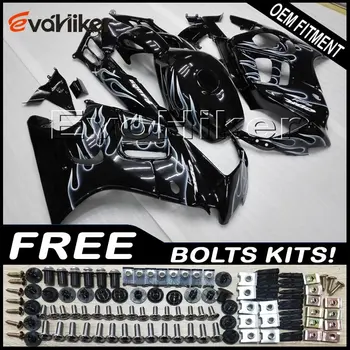 

Custom motorcycle fairing for CBR600F3 1995-1996 ABS plastic motorcycle panels silver flames+gifts