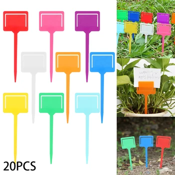 

20PCS Gardening Labels Plastic Planter Seed Label Marker T-shape Nursery Pots Plug-in Card Waterproof Tags Greenhouse Tools
