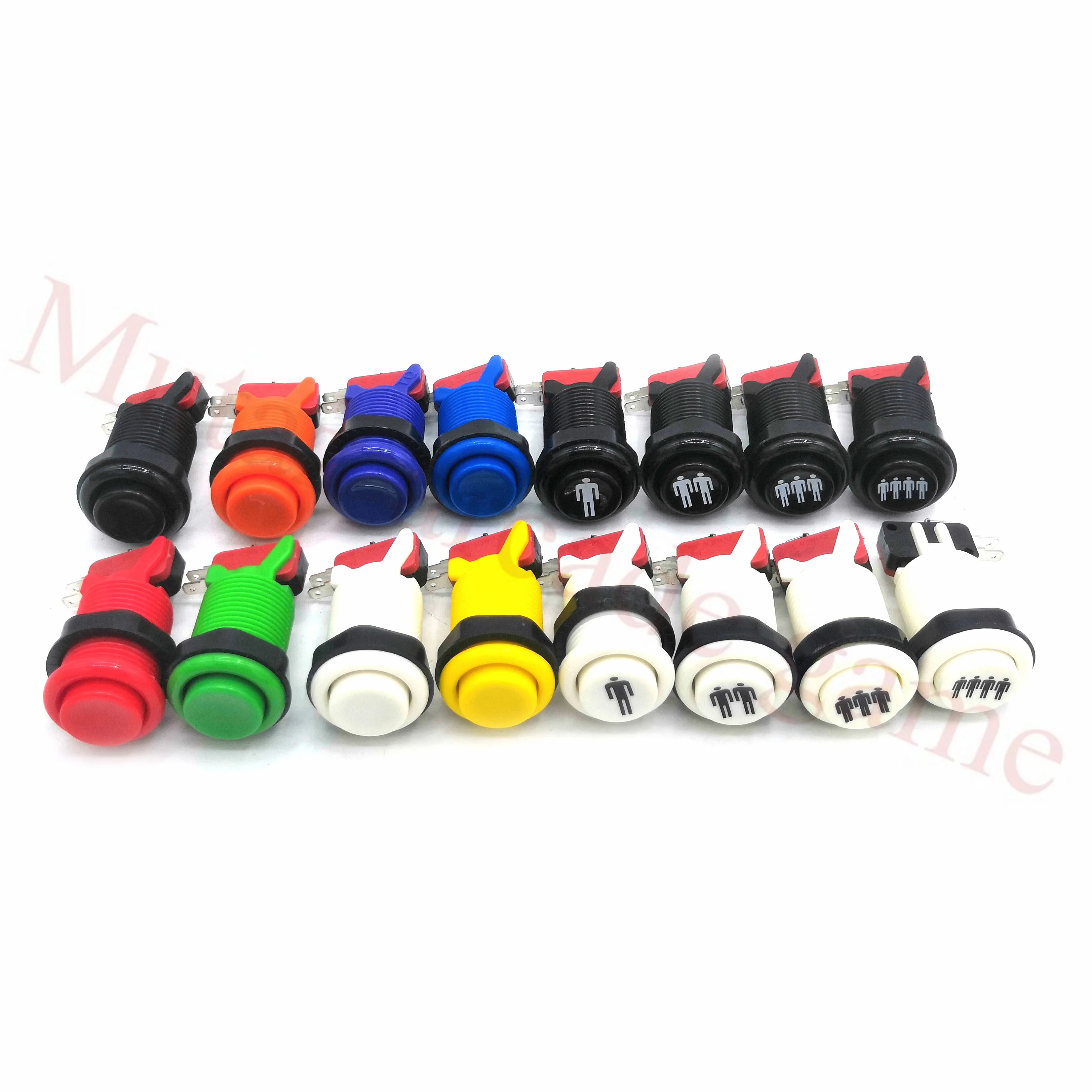 1Pc 28Mm Pulsanti Arcade Americani Con Microinterruttori Pulsante Stile Happ Lungo Pulsanti Bianchi 1P/2P Per Parti Di Giochi Jamma Mame