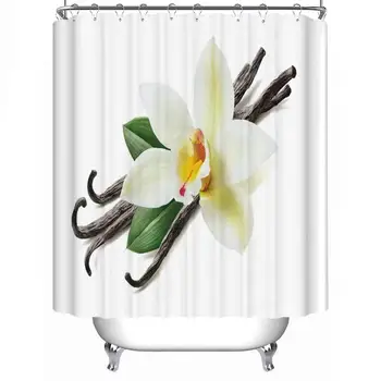 

Many Vanilla Sticks Waterproof Shower Curtain,Flower and Leaves Isolated,79''L x 71''W