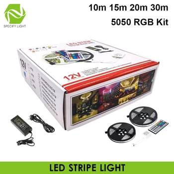 

10M 15M 20M 30M Waterproof 5050 LED-Strip Kits RGB DC 12V Flexible LED Strips 24 44 Keys Remote Controller Room Walls Decoration