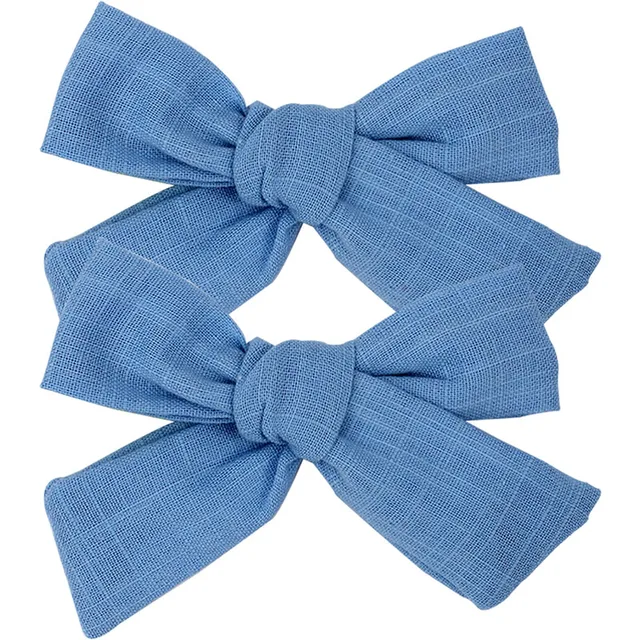 2021 New Solid Cotton Hiar Bows With Clip For Baby Girls Hair Clips Barrettes Hairpins Hair Accessories Kid Handmade заколки 2 PCS
