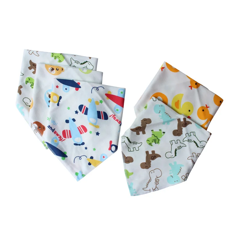 

Baby Pure Cotton Triangular Binder Cartoon Printed Double Layer Infants Bibs Double-Sided Stud Newborns Bib