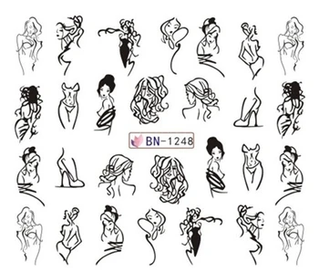 

Nail Sticker Water Decals Nails Art Tattoo Slider Geometric Fashion Sexy Girl Design Decoration Manicure Pegatina Foil Wraps