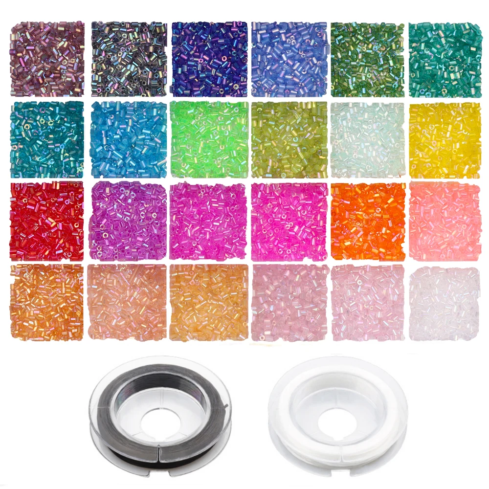 PH PandaHall 3600 stuks 12 kleuren Bugle kralen, 6x2mm glazen buis kralen AB kleur ronde bugle zaadkralen transparante kleine ambachtelijke kralen voor doe-het-zelf armband sieraden ambachten maken