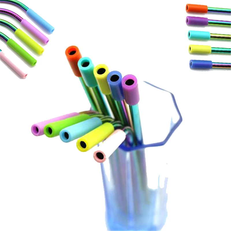 6mm Food Grade Silicone Straw Tips Cover Soft Reusable 304 Stainless Steel  Metal Straws Nozzles Set Only Fit for 1/4 Wide - AliExpress