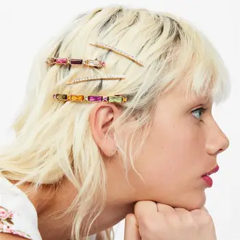 

8pcs Hair Side Clips Rhinestone Inlaid Hair Clips Barrettes Hairpins for Women Girls