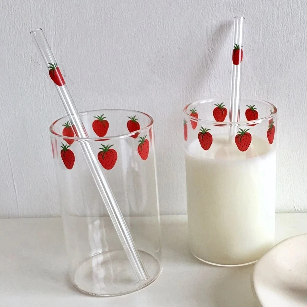 Ella Aesthetic Glass Cup With Straw