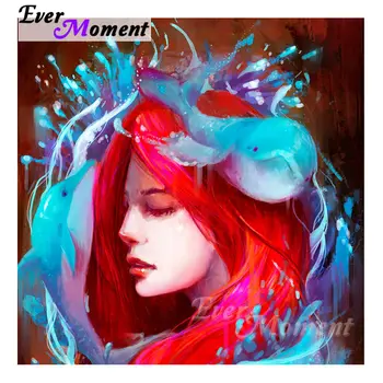 

Ever Moment Diamond Painting Kits Girl Fish Full Square Resin Drills Mosaic Diamond Embroidery Handicrafts Home Decor Gift 4Y319