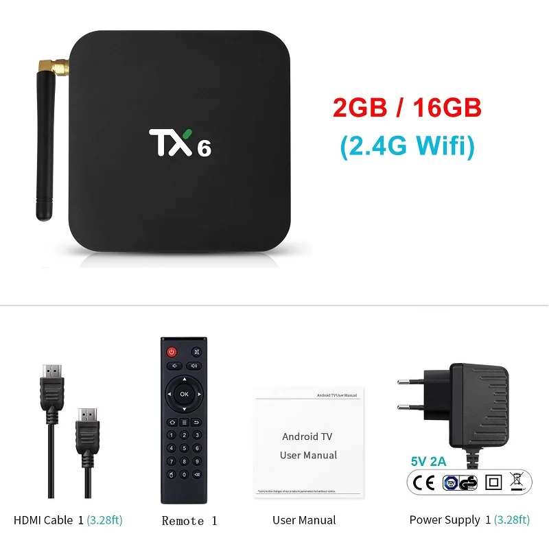 2GB 16GB TX6 ТВ приставка android 9,0 Allwinner H6 4 Гб DDR3 32 ГБ/64 Гб EMMC 2,4 ГГц 5 ГГц WiFi BT4.1 поддержка 4 к H.265 телеприставка Youtube плеер - Цвет: 2GB 16GB