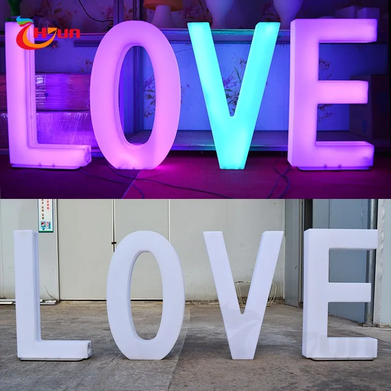 

80CM Height Rechargeable Led illuminated Alphabet Letters LOVE design Wedding Centerpieces Road Lead Backdrop Props Decoration