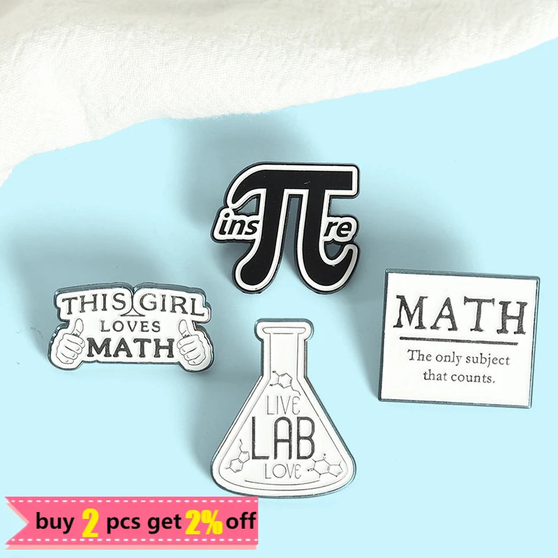 Gift Mathematics Enamel Pin Math and Science Brooches Backpacks Lapel Pins Badge Cartoon Metal Jewelry for Friends mathematics enamel pin