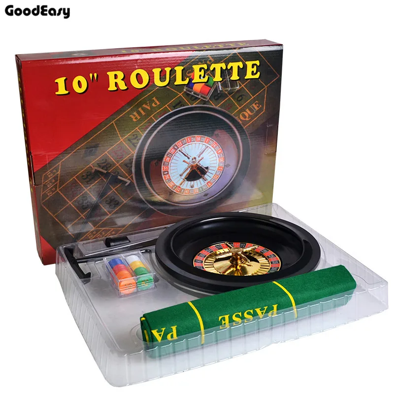 

10'' Roulette Poker Chips Set Roulette & 60pcs Small Poker Chips & Table Cloth & Chips Collecting Rake Fun Leisure Borad Games