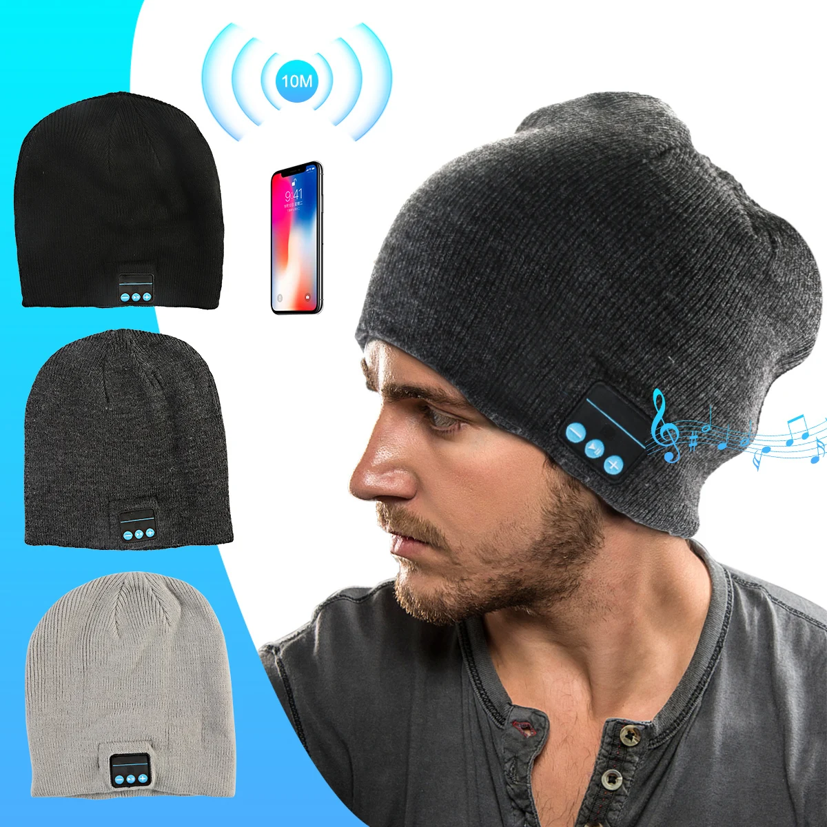 Беспроводные Bluetooth наушники Спортивная музыкальная шапка умная шапка бини шапка зимняя шапка с динамиком для телефона USB кабель половина продажи