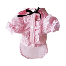 Полосатая рубашка для маленьких собак; сезон лето-осень; одежда для маленьких собак; мягкое пальто для щенков; милый галстук-бабочка; одежда принцессы; Йоркширский терьер; рубашки