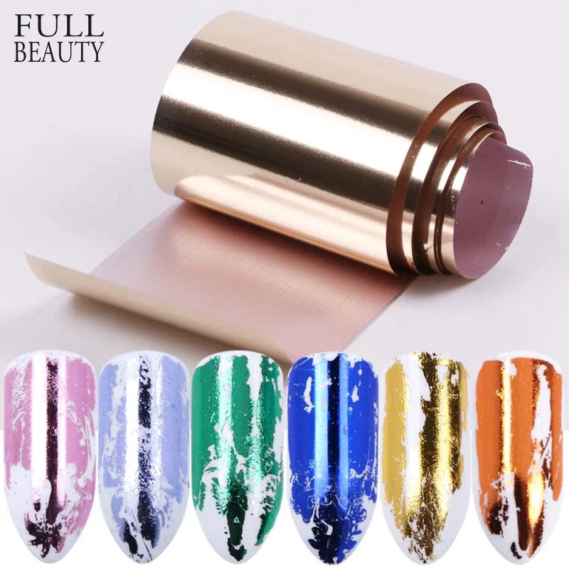 Gold Sliver Metallic Foil For Nail Slider Holographic Transfer Wrap Sticker Adhesive Starry Manicure Decor Nail Foil Set CH996-3 for nail stickers nail art decoration nail decals