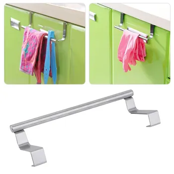 New 23cm Stainless Steel Towel Bar Holder Over the Kitchen Cabinet Cupboard Door Hanging Rack Storage Holders Accessories