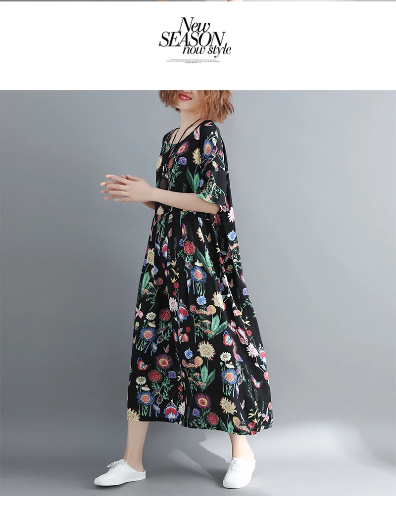 Женское платье с принтом размера плюс, летний сарафан, хлопок, для женщин, Vestidos, свободное, повседневное, праздничное, макси платье, большой размер 5XL 6XL