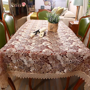 

Proud Rose Rural Glass Yarn Table Cloth Embroidered Tablecloth Rectangular Home Lace Table Cloth Wedding Decoration Table Cover