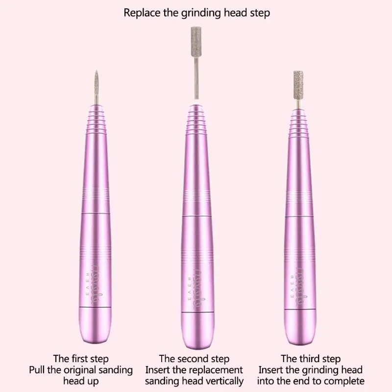 

Pro Electric Nail Drill File Machine Manicure USB Adjustabel Speed With 6 Grinding Heads + 6 Drill Bits 4XFB