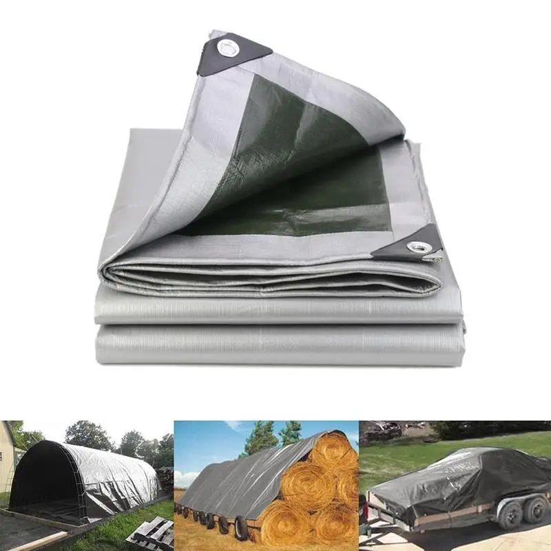 Outdoor Rain Tarpaulin Sunshade Waterproof Sunscreen Plastic Sheet Reinforced Protective Cover Insulated Canvas Canopy