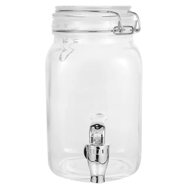 1/2L Thick Transparent Glass Juice Jar Kitchen Sparkling Wine Bottle Sealed Cans Plum Ferment Barrel Drink Dispenser With Faucet