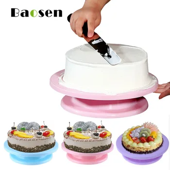 

Baosen DIY Cake Turntable Anti-skid Round Cake Plate Turntables 360 Degree Rotating Cake Stand Cake Decorating Tools