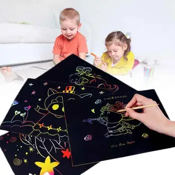 

Painting Papers 10Pcs/Bag Black Scratch Graffiti Toy Note Drawing Book Baby