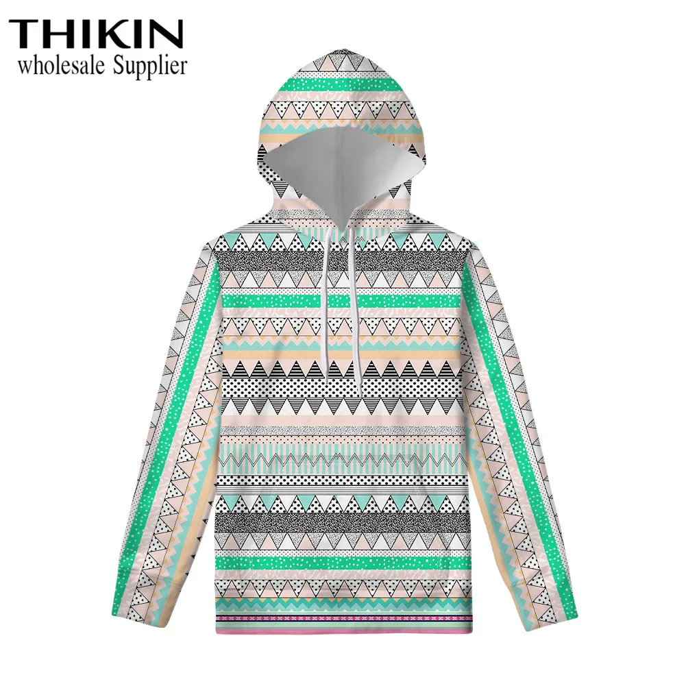 as picture THIKIN Boho этнический стиль дизайн модные толстовки женские Топы Зимняя одежда для девочек уличная одежда с принтом спортивный костюм с капюшоном - Цвет: as picture