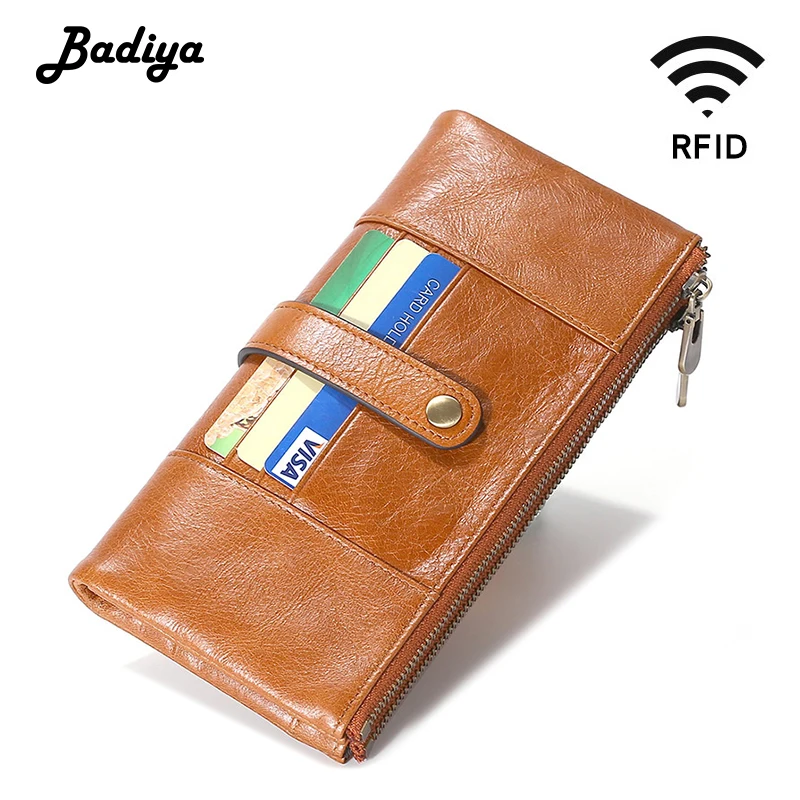 Модный мужской кошелек из натуральной кожи, RFID, роскошный фирменный дизайн, кошелек для монет, много слотов, деловой держатель для карт, длинный клатч на молнии