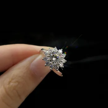 

S925 SliverColor 2 Carats VS1 Diamond Ring Jewelry for Women Luxury Anillos Bizuteria Pure Natural Gemstone 925 Jewelry Rings