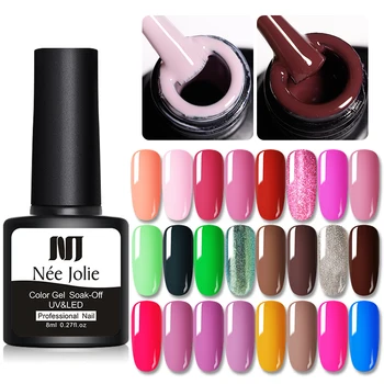

1 Bottle 8ml Nee Jolie Nail Gel Varnish Popular Soak Off UV LED Gel Nail Polish Base Coat No Wipe Top Color Gel Polish New
