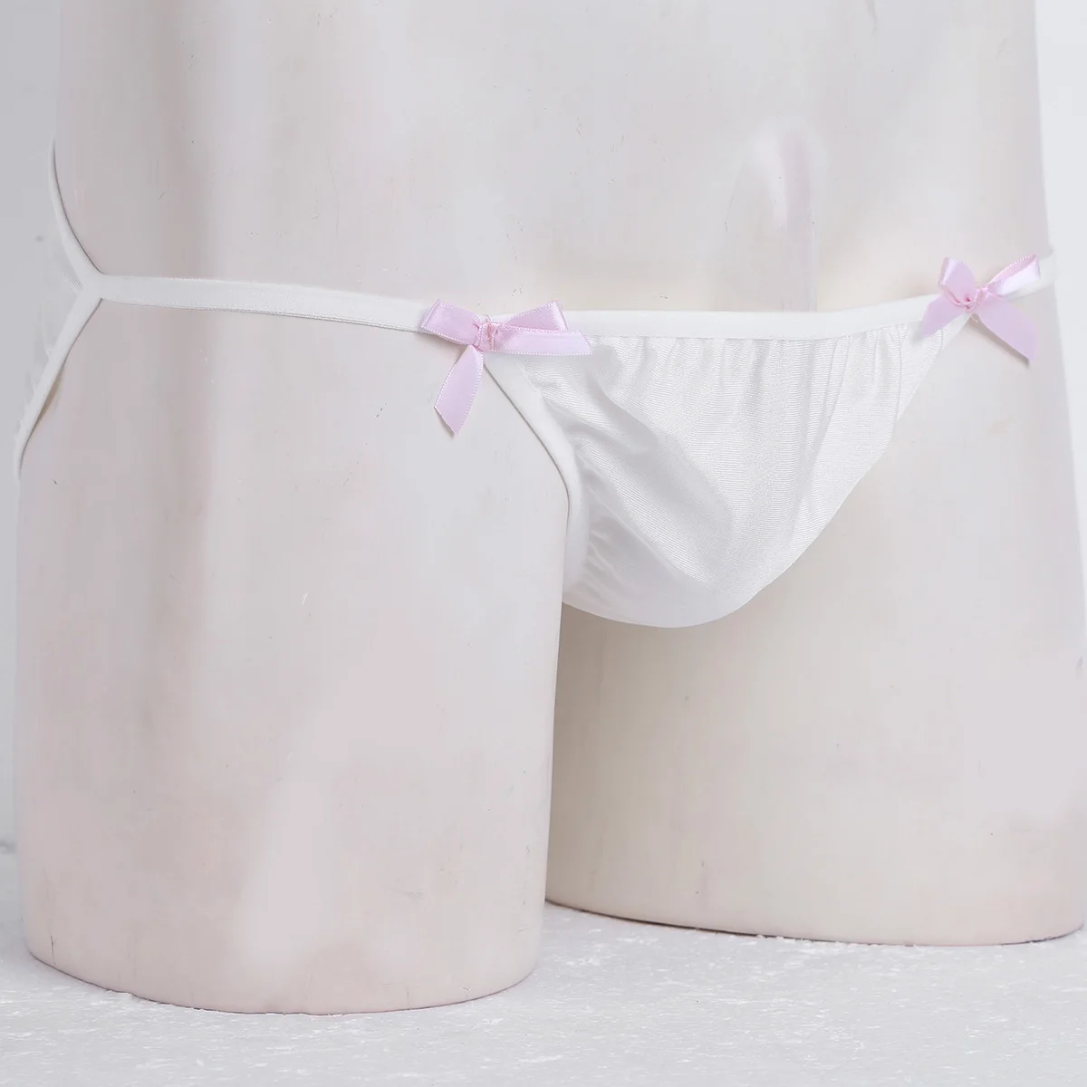 Iiniim Мужское нижнее белье с бантами, низкая талия, Ruched Butt, микро трусики для Сисси, мужские гей-бикини, Слип-брифы, нижнее белье, бандаж, трусы